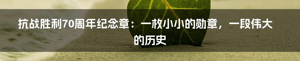 抗战胜利70周年纪念章:一枚小小的勋章,一段伟大的历史