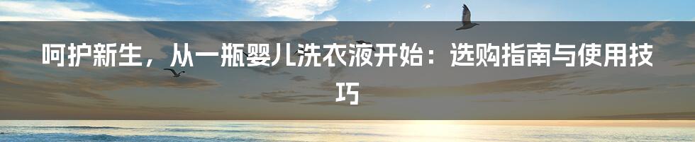 呵护新生,从一瓶婴儿洗衣液开始:选购指南与使用技巧