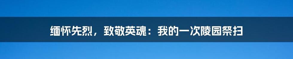 缅怀先烈,致敬英魂:我的一次陵园祭扫