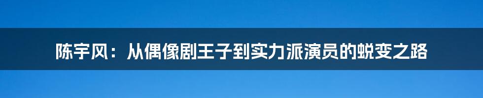 陈宇风：从偶像剧王子到实力派演员的蜕变之路