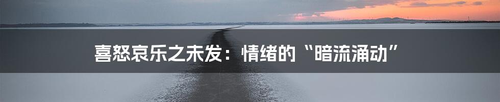 喜怒哀乐之未发:情绪的“暗流涌动”