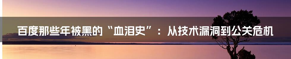 百度那些年被黑的“血泪史”:从技术漏洞到公关危机