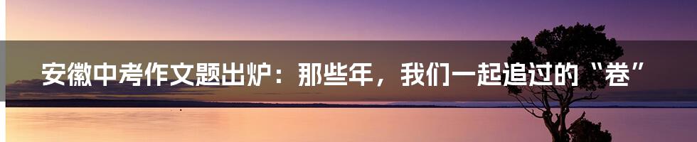 安徽中考作文题出炉:那些年,我们一起追过的“卷”