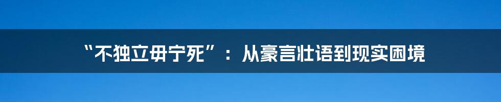 “不独立毋宁死”：从豪言壮语到现实困境