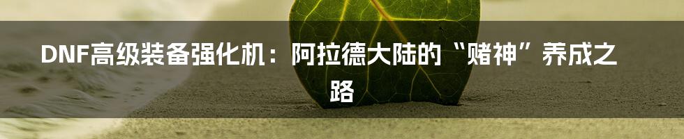 DNF高级装备强化机:阿拉德大陆的“赌神”养成之路