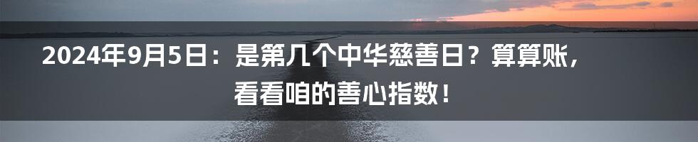 2024年9月5日：是第几个中华慈善日？算算账，看看咱的善心指数！