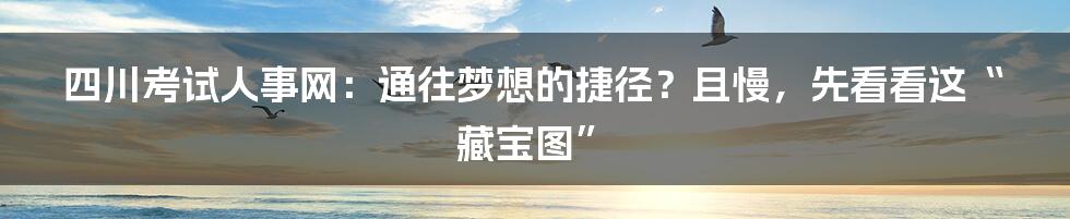 四川考试人事网：通往梦想的捷径？且慢，先看看这“藏宝图”