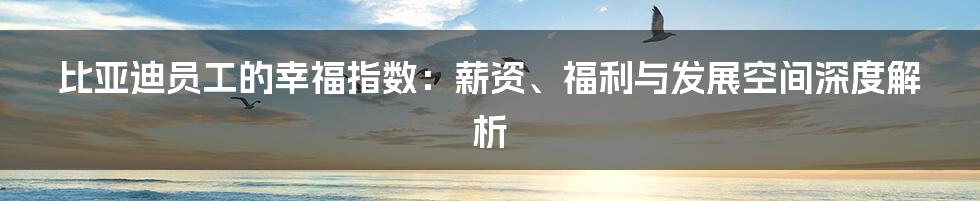 比亚迪员工的幸福指数:薪资、福利与发展空间深度解析