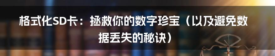 格式化SD卡：拯救你的数字珍宝（以及避免数据丢失的秘诀）