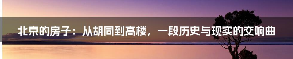 北京的房子:从胡同到高楼,一段历史与现实的交响曲
