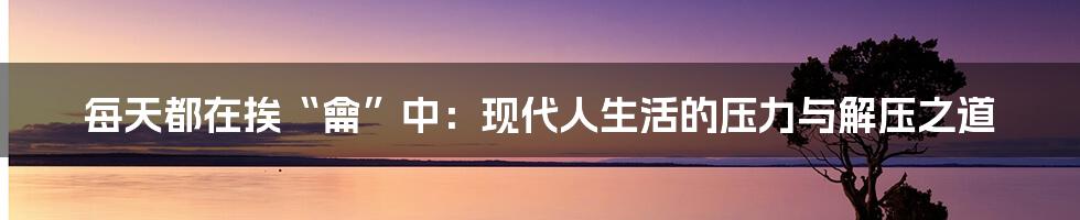 每天都在挨“龠”中：现代人生活的压力与解压之道