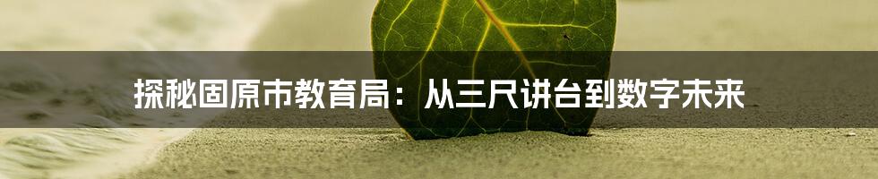 探秘固原市教育局:从三尺讲台到数字未来
