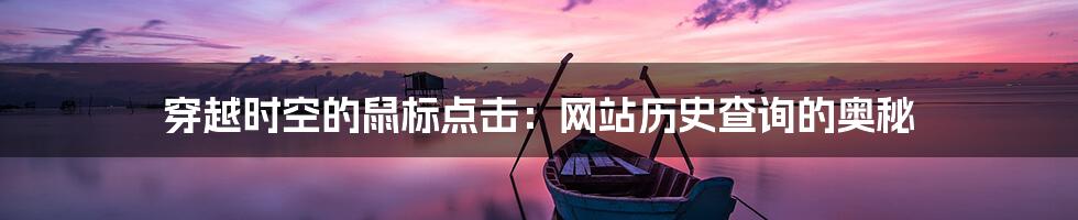 穿越时空的鼠标点击:网站历史查询的奥秘