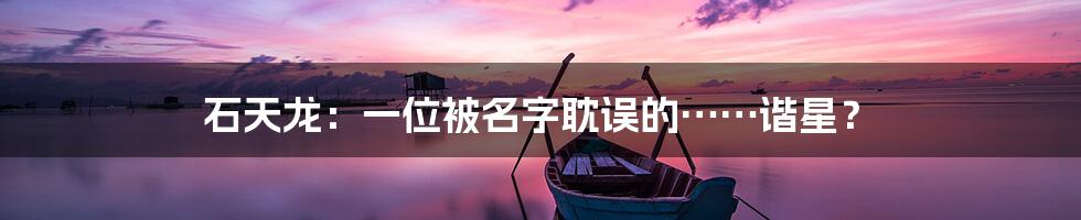 石天龙：一位被名字耽误的……谐星？