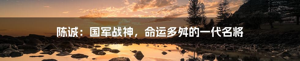 陈诚:国军战神,命运多舛的一代名将
