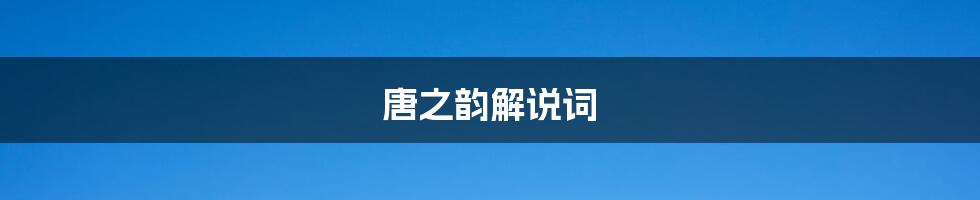 唐之韵解说词