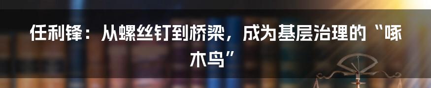 任利锋：从螺丝钉到桥梁，成为基层治理的“啄木鸟”