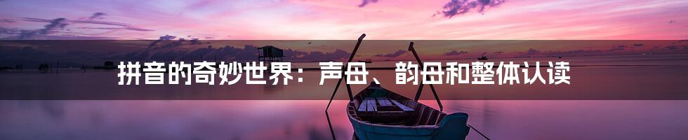 拼音的奇妙世界：声母、韵母和整体认读