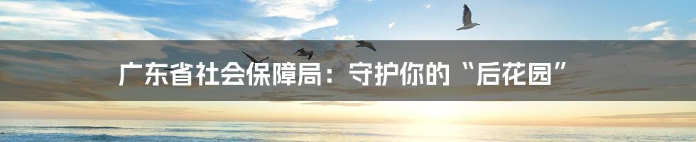 广东省社会保障局:守护你的“后花园”