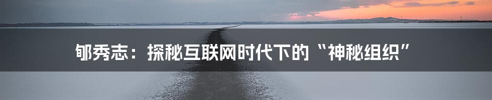郇秀志：探秘互联网时代下的“神秘组织”