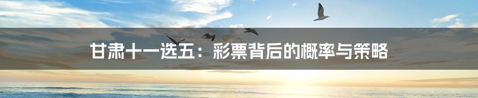 甘肃十一选五:彩票背后的概率与策略
