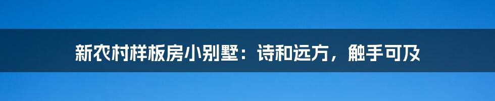 新农村样板房小别墅：诗和远方，触手可及
