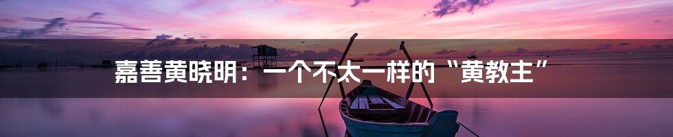嘉善黄晓明：一个不太一样的“黄教主”