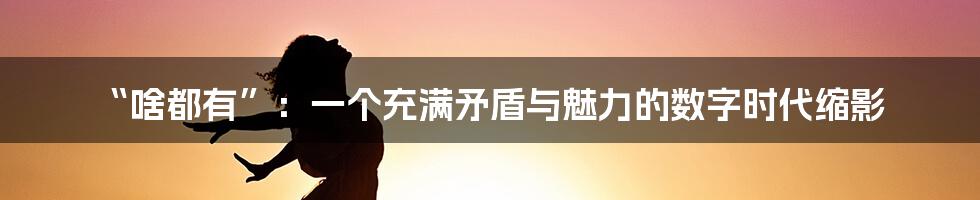 “啥都有”:一个充满矛盾与魅力的数字时代缩影