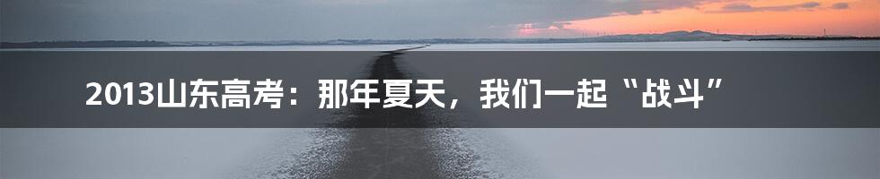 2013山东高考:那年夏天,我们一起“战斗”