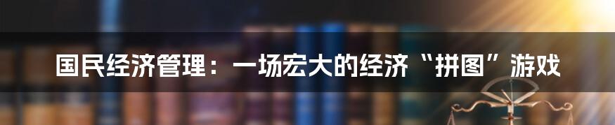 国民经济管理：一场宏大的经济“拼图”游戏