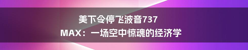 美下令停飞波音737 MAX:一场空中惊魂的经济学