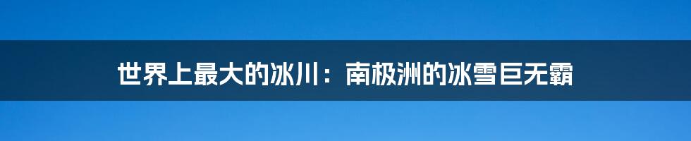 世界上最大的冰川:南极洲的冰雪巨无霸