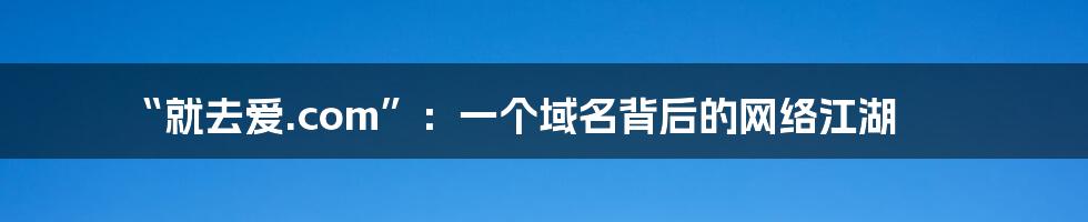 “就去爱.com”：一个域名背后的网络江湖