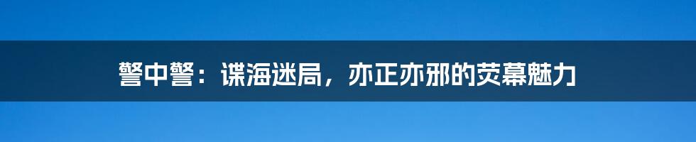 警中警:谍海迷局,亦正亦邪的荧幕魅力
