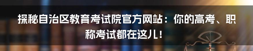 探秘自治区教育考试院官方网站:你的高考、职称考试都在这儿!