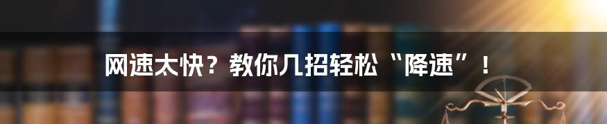 网速太快?教你几招轻松“降速”!