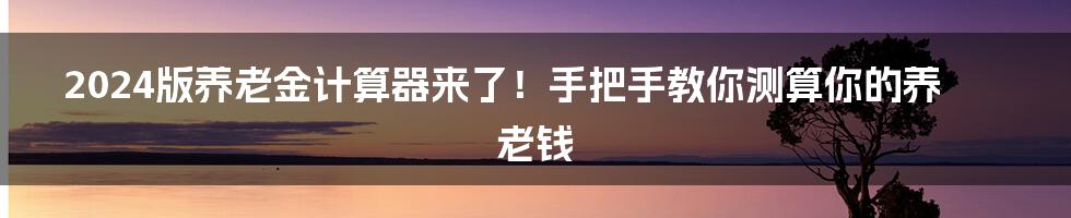 2024版养老金计算器来了！手把手教你测算你的养老钱