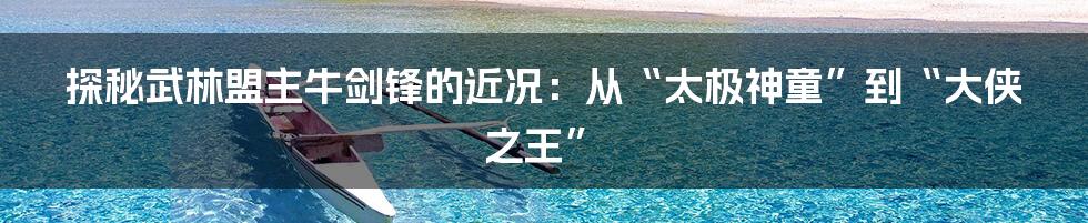 探秘武林盟主牛剑锋的近况:从“太极神童”到“大侠之王”