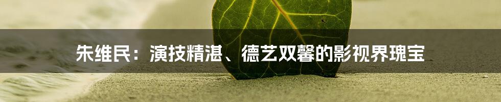 朱维民:演技精湛、德艺双馨的影视界瑰宝