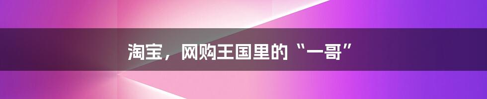 淘宝,网购王国里的“一哥”