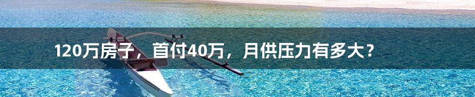 120万房子,首付40万,月供压力有多大?