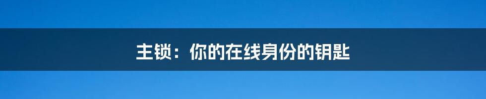 主锁:你的在线身份的钥匙