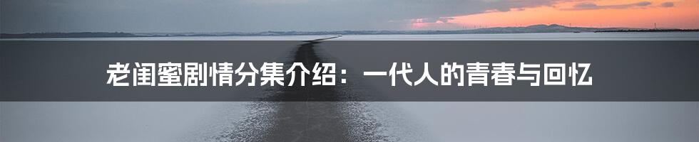 老闺蜜剧情分集介绍：一代人的青春与回忆
