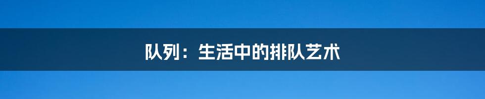队列:生活中的排队艺术