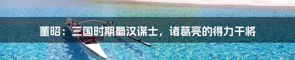 董昭：三国时期蜀汉谋士，诸葛亮的得力干将