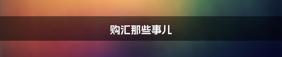 购汇那些事儿