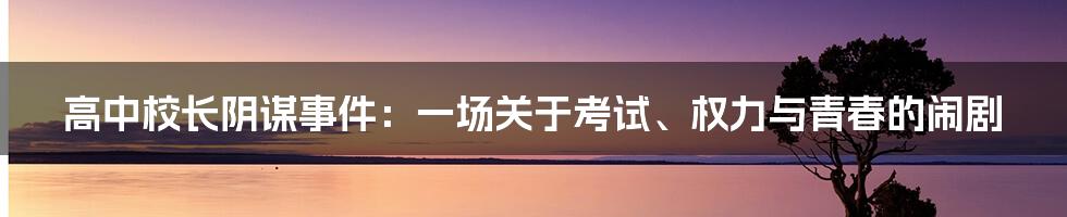 高中校长阴谋事件:一场关于考试、权力与青春的闹剧