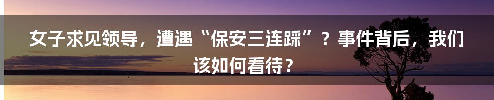 女子求见领导,遭遇“保安三连踩”?事件背后,我们该如何看待?