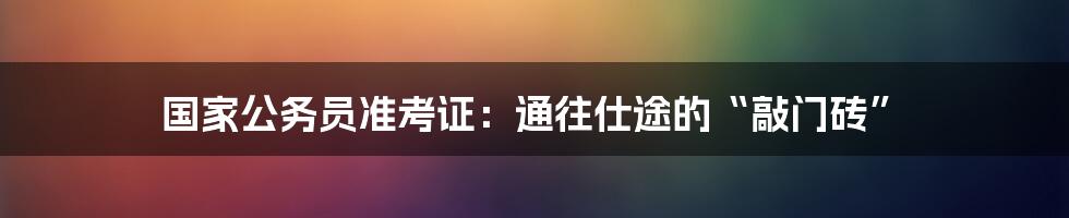 国家公务员准考证:通往仕途的“敲门砖”