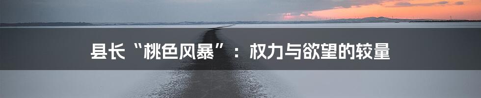 县长“桃色风暴”:权力与欲望的较量